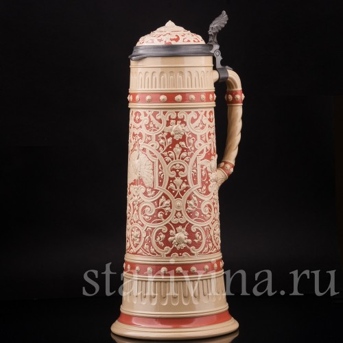Старинный пивной кувшин Павлин, 3.8 л, Villeroy & Boch, Германия, 1910 г.