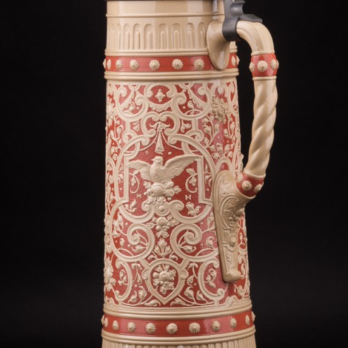 Старинный пивной кувшин Павлин, 3.8 л, Villeroy & Boch, Германия, 1910 г.