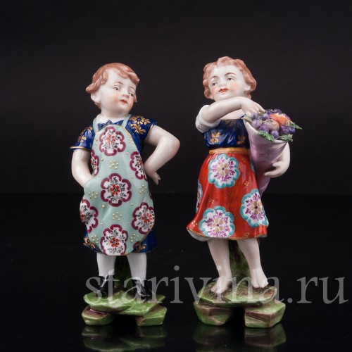 Фарфоровые фигурки Дети с Рогом изобилия, Richard Eckert & Co, Германия, кон. 19 в.