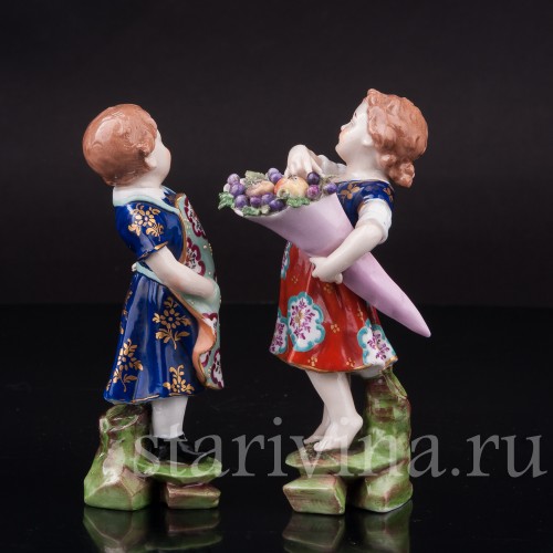 Фарфоровые фигурки Дети с Рогом изобилия, Richard Eckert & Co, Германия, кон. 19 в.