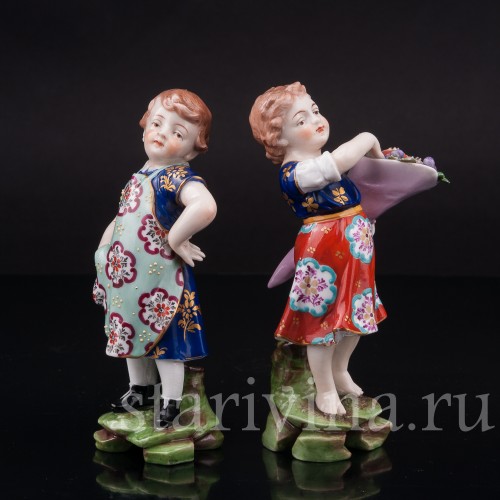 Фарфоровые фигурки Дети с Рогом изобилия, Richard Eckert & Co, Германия, кон. 19 в.