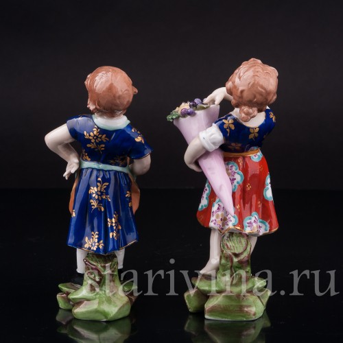 Фарфоровые фигурки Дети с Рогом изобилия, Richard Eckert & Co, Германия, кон. 19 в.