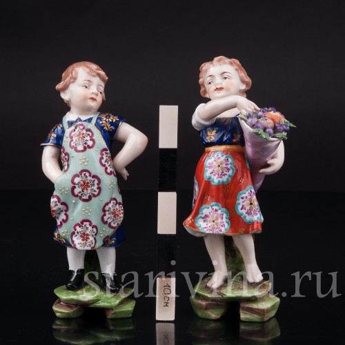 Фарфоровые фигурки Дети с Рогом изобилия, Richard Eckert & Co, Германия, кон. 19 в.