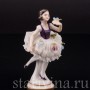 Фигурка из фарфора Балерина с цветком, кружевная миниатюра, Volkstedt, Германия, пер. пол. 20 в.