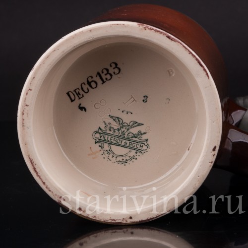 Старинная пивная кружка Портрет кавалера, 1/2 л, Villeroy & Boch, Германия, 1909 г.