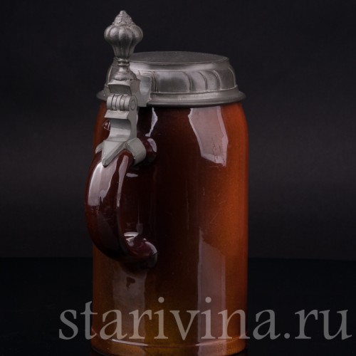 Старинная пивная кружка Портрет кавалера, 1/2 л, Villeroy & Boch, Германия, 1909 г.