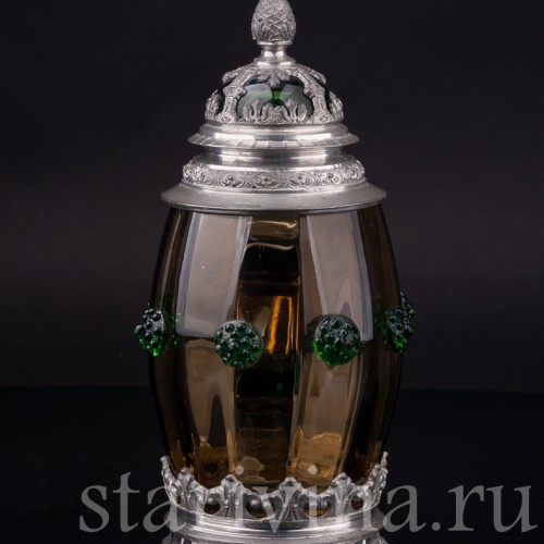 Старинная пивная кружка Дельфин и лилии, 1/2 л, Германия, пер. пол. 20 в.