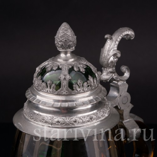 Старинная пивная кружка Дельфин и лилии, 1/2 л, Германия, пер. пол. 20 в.