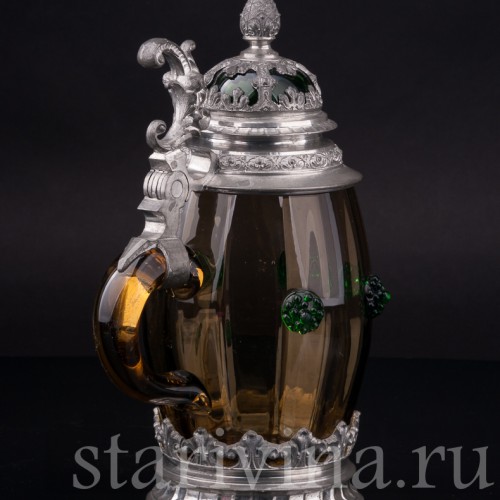 Старинная пивная кружка Дельфин и лилии, 1/2 л, Германия, пер. пол. 20 в.