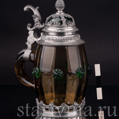 Старинная пивная кружка Дельфин и лилии, 1/2 л, Германия, пер. пол. 20 в.