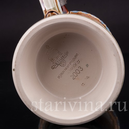 Старинная пивная кружка Музыкант и воины, 1/2 л, Villeroy & Boch, Германия, 1894 г.