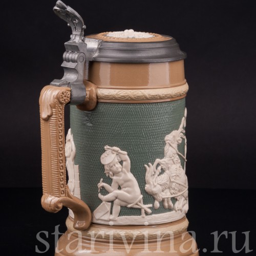 Старинная пивная кружка Бочка пива, 1/2 л, Villeroy & Boch, Германия, 1903 г.