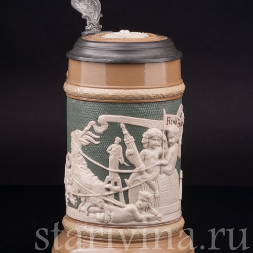 Старинная пивная кружка Бочка пива, 1/2 л, Villeroy & Boch, Германия, 1903 г.