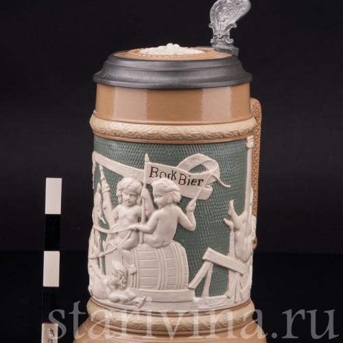 Старинная пивная кружка Бочка пива, 1/2 л, Villeroy & Boch, Германия, 1903 г.