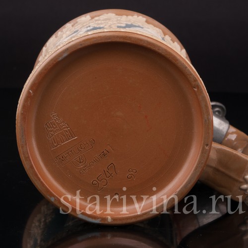 Старинная пивная кружка Деревенские музыканты, 1/2 л, Villeroy & Boch, Германия, 1898 г.