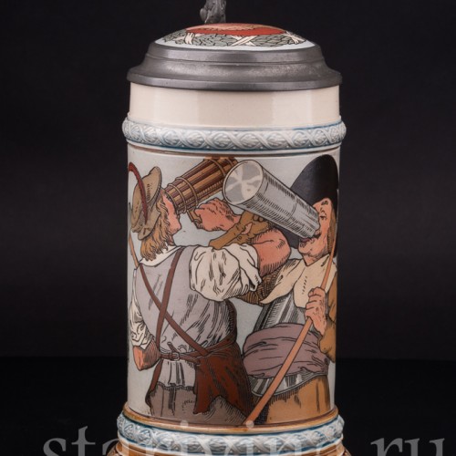 Старинная пивная кружка За братство! 1/2 л, Villeroy & Boch, Германия, 1899 г.