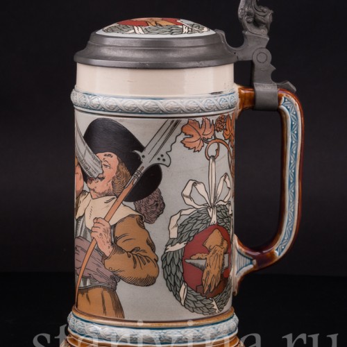 Старинная пивная кружка За братство! 1/2 л, Villeroy & Boch, Германия, 1899 г.