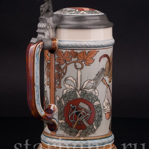 Старинная пивная кружка За братство! 1/2 л, Villeroy & Boch, Германия, 1899 г.