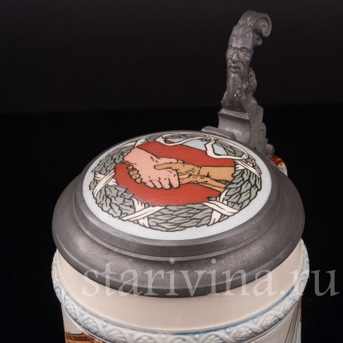 Старинная пивная кружка За братство! 1/2 л, Villeroy & Boch, Германия, 1899 г.