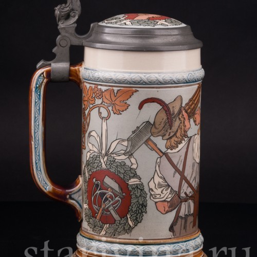 Старинная пивная кружка За братство! 1/2 л, Villeroy & Boch, Германия, 1899 г.