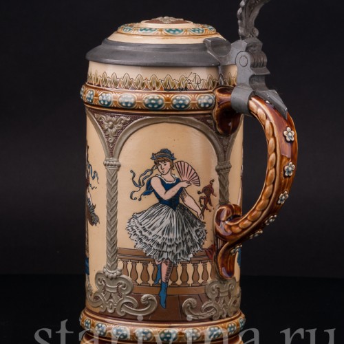 Старинная пивная кружка Времена года, 1/2 л, Villeroy & Boch, Германия, 1897 г.