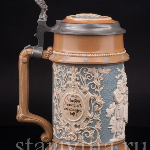 Старинная пивная кружка Певцы, 1 л, Villeroy & Boch, Германия, 1896 г.