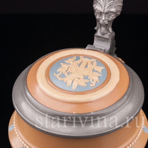 Старинная пивная кружка Певцы, 1 л, Villeroy & Boch, Германия, 1896 г.