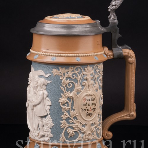 Старинная пивная кружка Певцы, 1 л, Villeroy & Boch, Германия, 1896 г.