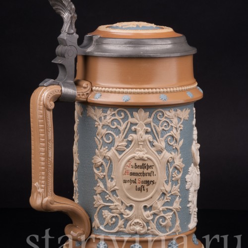 Старинная пивная кружка Певцы, 1 л, Villeroy & Boch, Германия, 1896 г.