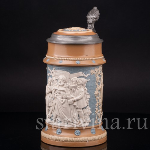 Старинная пивная кружка Певцы, 1 л, Villeroy & Boch, Германия, 1896 г.