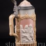 Старинная пивная кружка Сцены в таверне, 1 л, Villeroy & Boch, Германия, 1908 г.