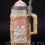 Старинная пивная кружка Сцены в таверне, 1 л, Villeroy & Boch, Германия, 1908 г.