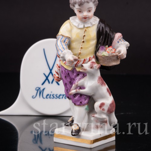 Фарфоровая фигурка Мальчик с собакой, Meissen, Германия, 1962 г.