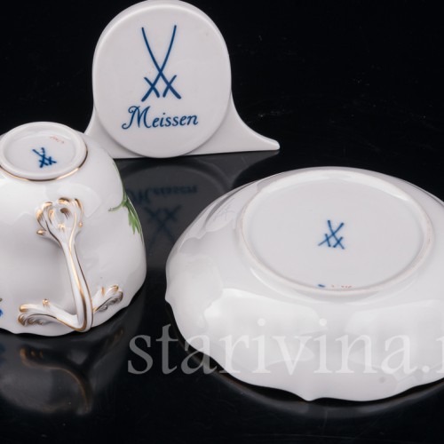 Кофейная пара Синяя анемона, Meissen, Германия, вт. пол. 20 в.