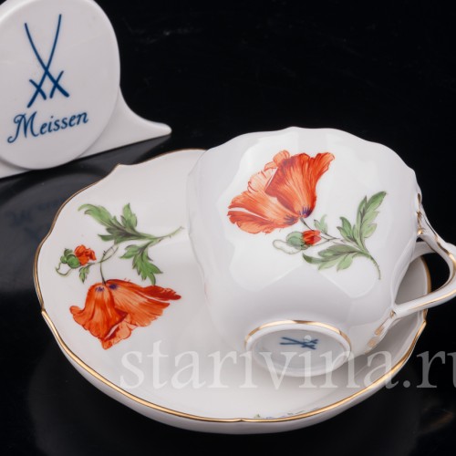 Кофейная пара Турецкий мак, Meissen, Германия, вт. пол 20 в.