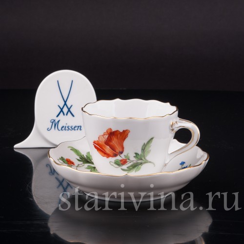 Кофейная пара Турецкий мак, Meissen, Германия, вт. пол 20 в.