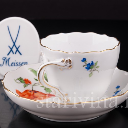 Кофейная пара Турецкий мак, Meissen, Германия, вт. пол 20 в.