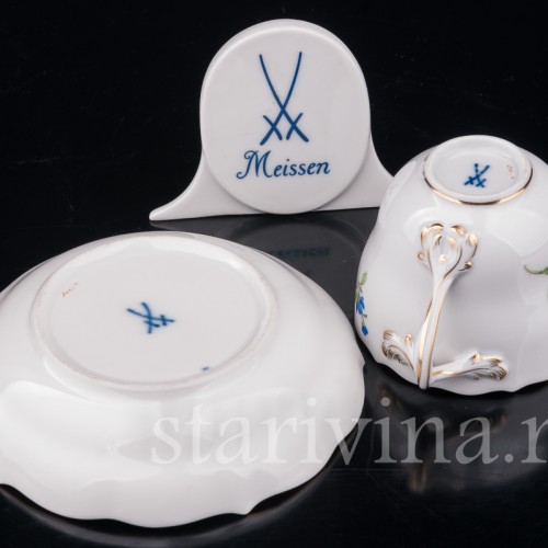 Кофейная пара Турецкий мак, Meissen, Германия, вт. пол 20 в.