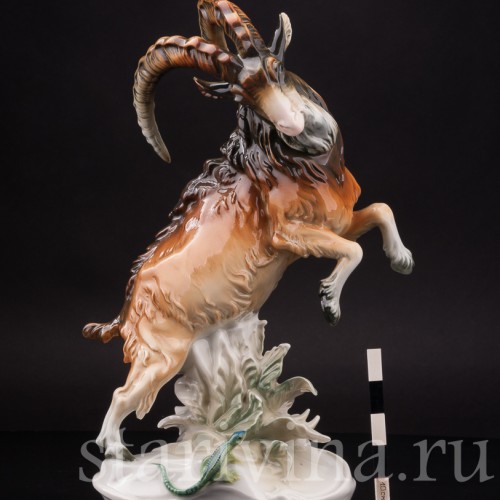Фарфоровая статуэтка Горный козёл с ящерицей, Karl Ens, Германия, 1920-30 гг.