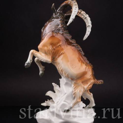 Фарфоровая статуэтка Горный козёл с ящерицей, Karl Ens, Германия, 1920-30 гг.