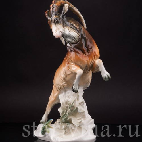 Фарфоровая статуэтка Горный козёл с ящерицей, Karl Ens, Германия, 1920-30 гг.