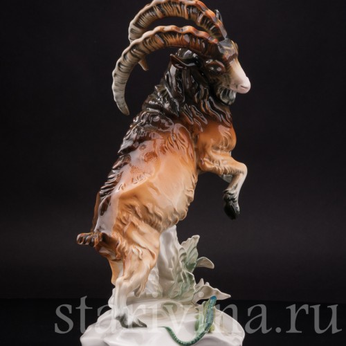 Фарфоровая статуэтка Горный козёл с ящерицей, Karl Ens, Германия, 1920-30 гг.