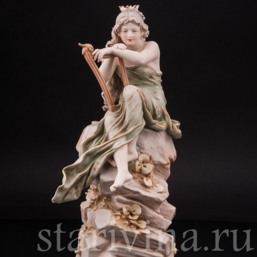 Фарфоровая композиция Лорелея, девушка с арфой, Royal Dux, Чехия, кон. 19 в. - нач. 20 вв.
