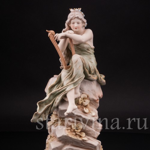 Фарфоровая композиция Лорелея, девушка с арфой, Royal Dux, Чехия, кон. 19 в. - нач. 20 вв.