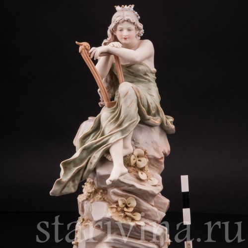 Фарфоровая композиция Лорелея, девушка с арфой, Royal Dux, Чехия, кон. 19 в. - нач. 20 вв.