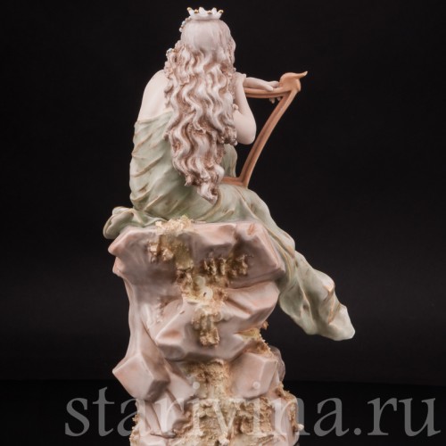 Фарфоровая композиция Лорелея, девушка с арфой, Royal Dux, Чехия, кон. 19 в. - нач. 20 вв.