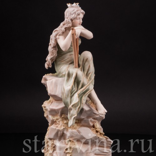 Фарфоровая композиция Лорелея, девушка с арфой, Royal Dux, Чехия, кон. 19 в. - нач. 20 вв.
