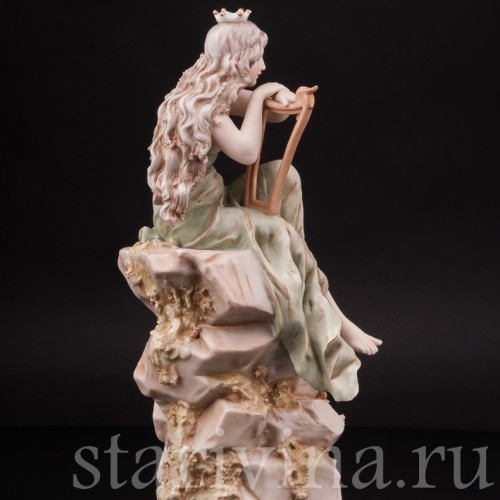 Фарфоровая композиция Лорелея, девушка с арфой, Royal Dux, Чехия, кон. 19 в. - нач. 20 вв.