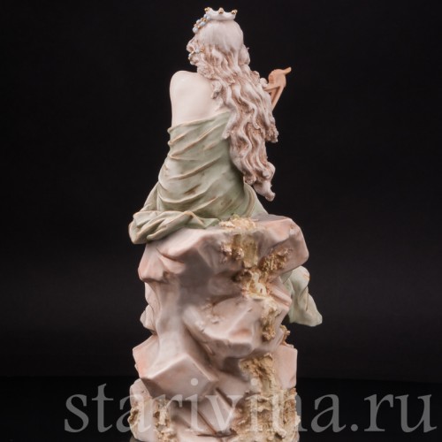 Фарфоровая композиция Лорелея, девушка с арфой, Royal Dux, Чехия, кон. 19 в. - нач. 20 вв.