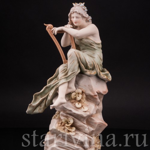 Фарфоровая композиция Лорелея, девушка с арфой, Royal Dux, Чехия, кон. 19 в. - нач. 20 вв.